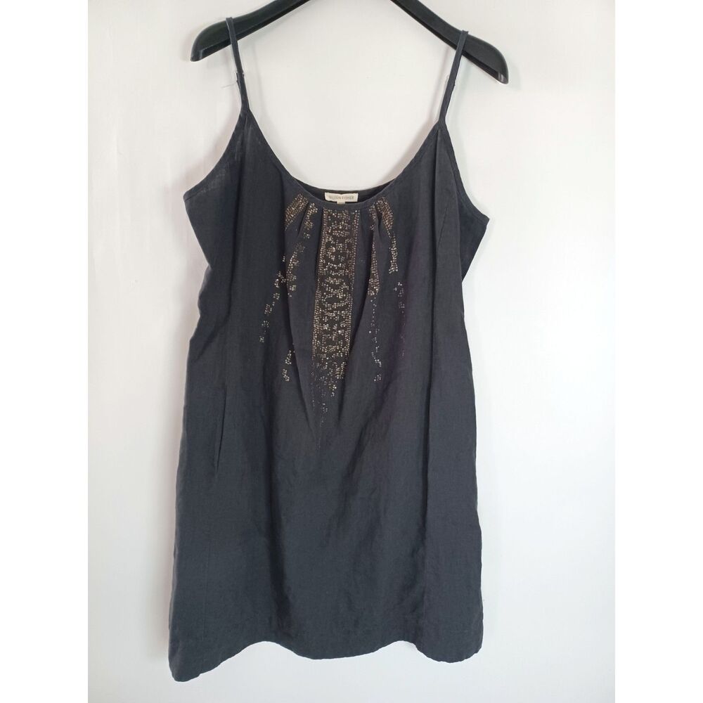 Eileen Fisher Organic Linen Dress Large Sequin Embellished Beachy‎ Sustainable